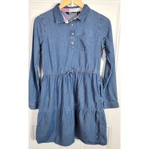 Lands' End Girls Tiered Denim Shirt Dress Size XL 14/16